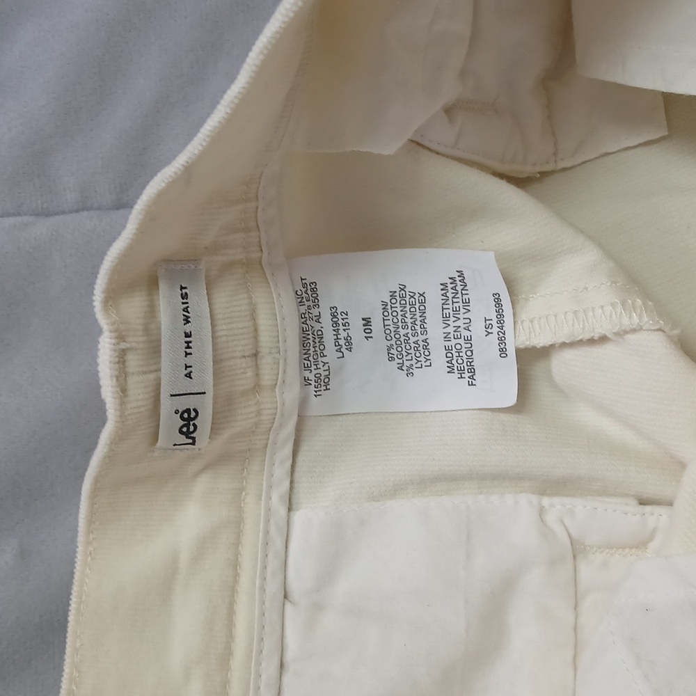 Lee Cream color At The Waist Straight Leg  Corduroy  Pants - Picture 3 of 5